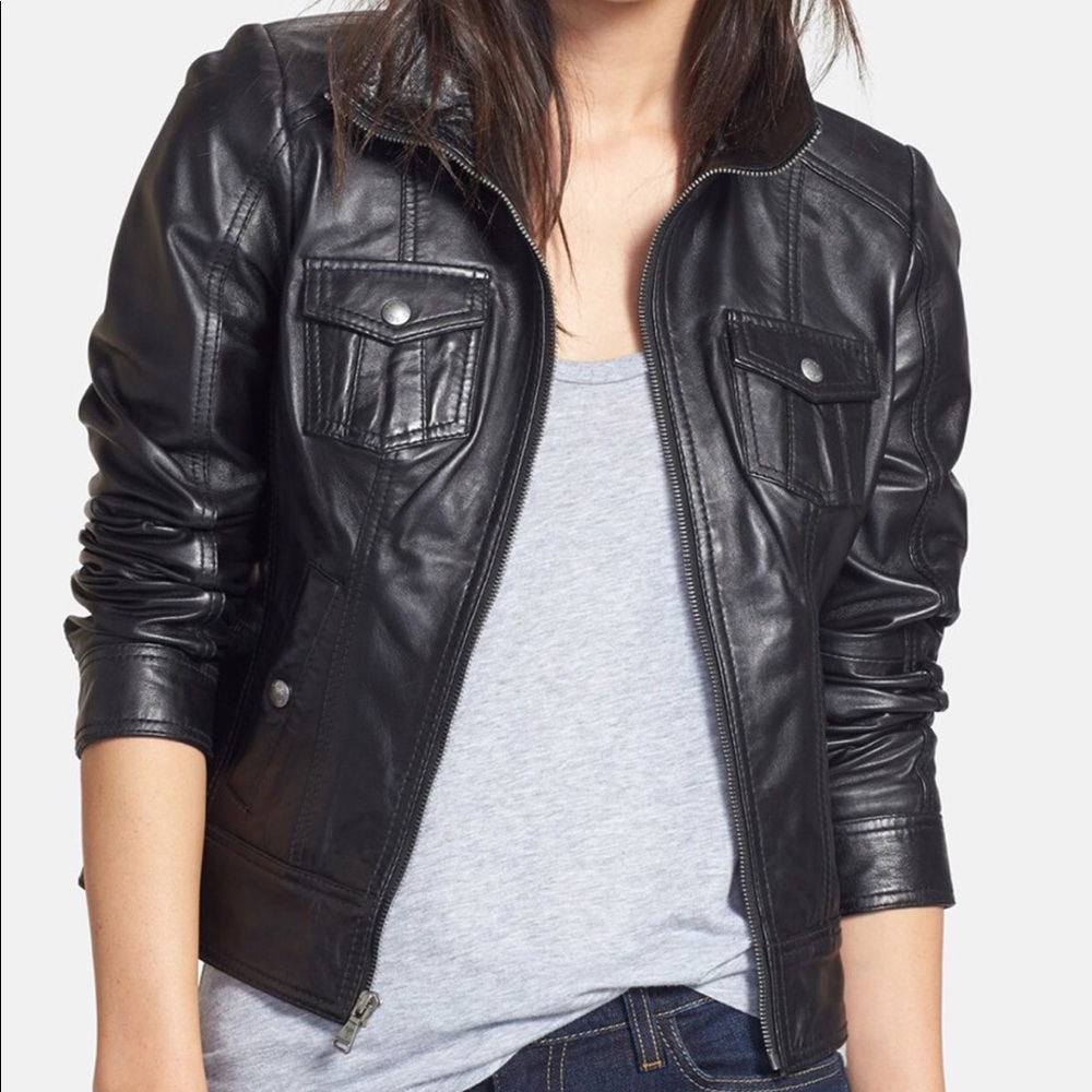 Marc New York Black Leather Jacket S Andrew Marc